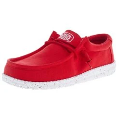 Heydude Men's Hey Dude Wally Slub Red Canvas Casual Shoe