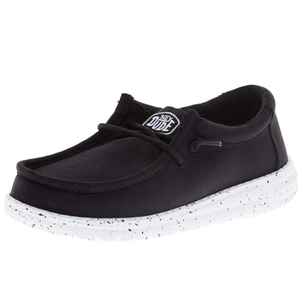 Heydude Youth Hey Dude Wally Slub Black Canvas Casual Shoe 1 Heydude Youth Hey Dude Wally Slub Black Canvas Casual Shoe
